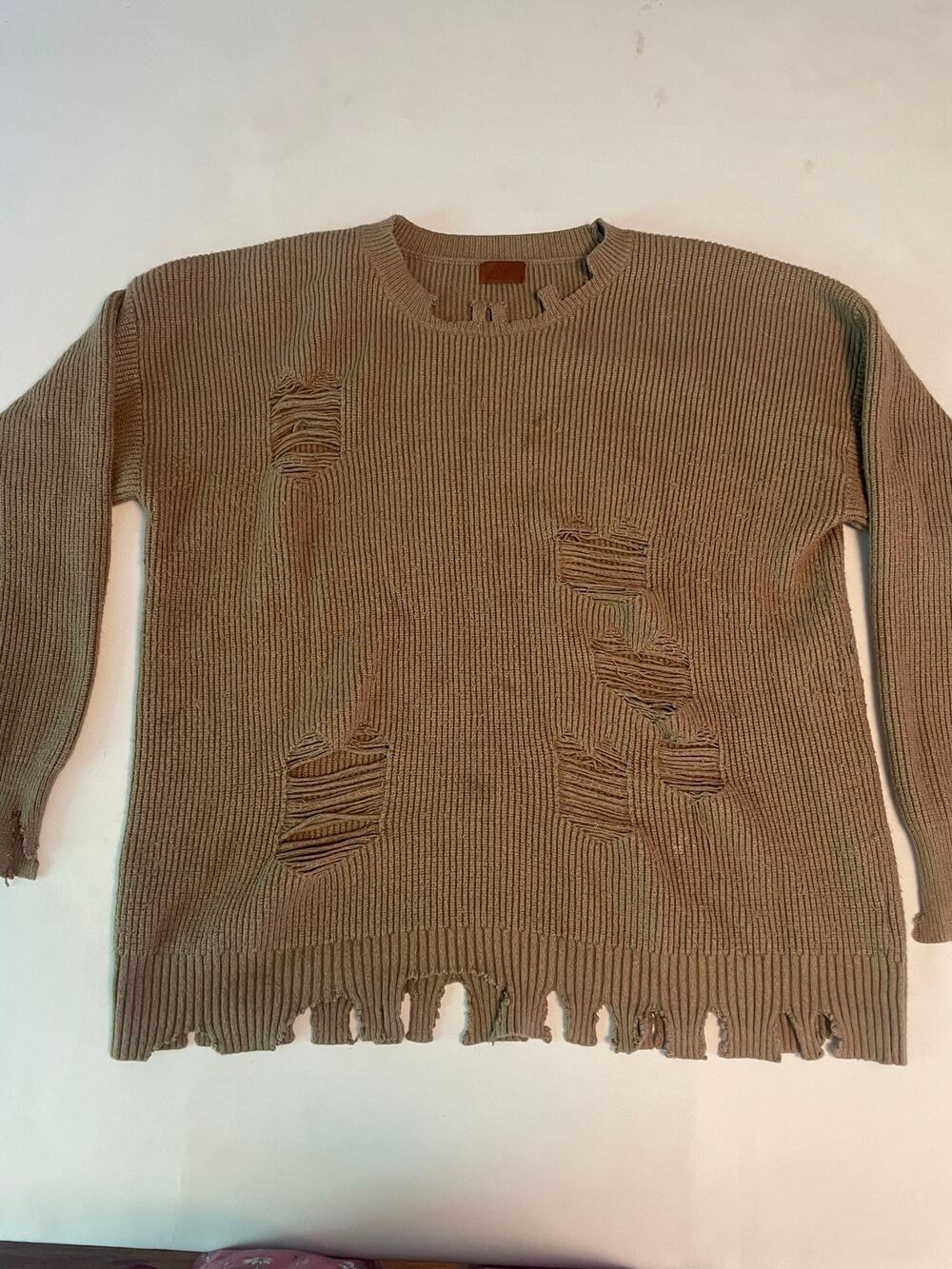 pol distressed sweater Brown large